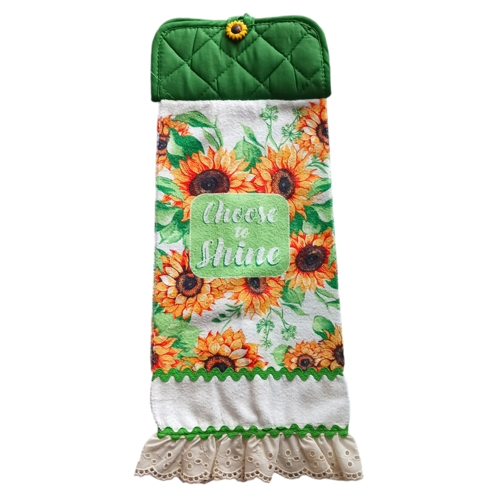 Choose to Shine Sunflower Dish Towel Home Decor Handmade Fall